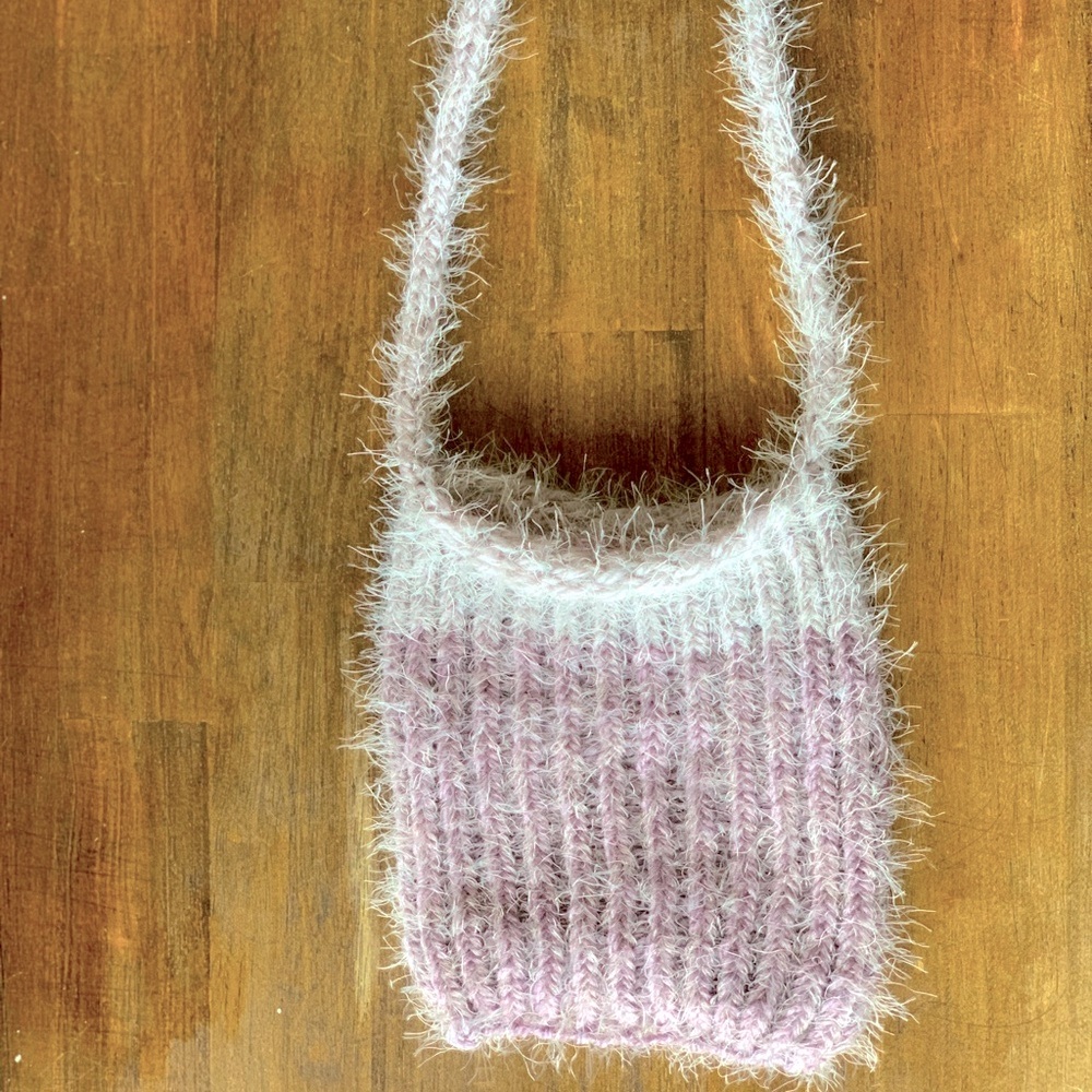 Knitted Plum Fresh Knit Satchel. Handmade.